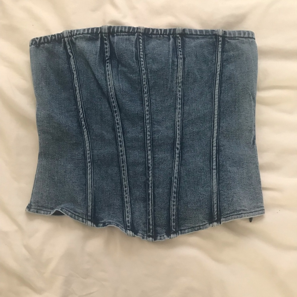 Denim Corset Tube Top